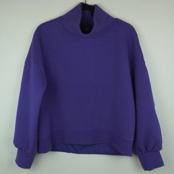 Calia Purple Quilted Turtleneck Pullover Sweatshirt Size Medium - Picture 2 of 10